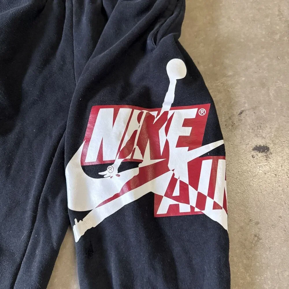 NIKE Jordan‎ Boy's Youth Classic Jogger Fleece Sweatpants S Spell Out Black Logo